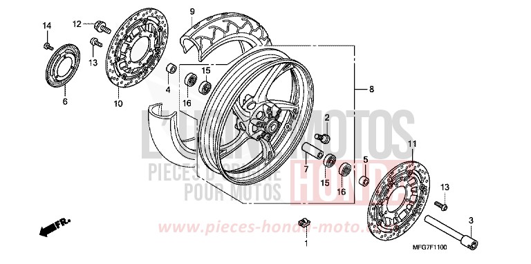 FRONT WHEEL for CB600F Hornet ABS CANDY XENON BLUE (PB324) from 2007